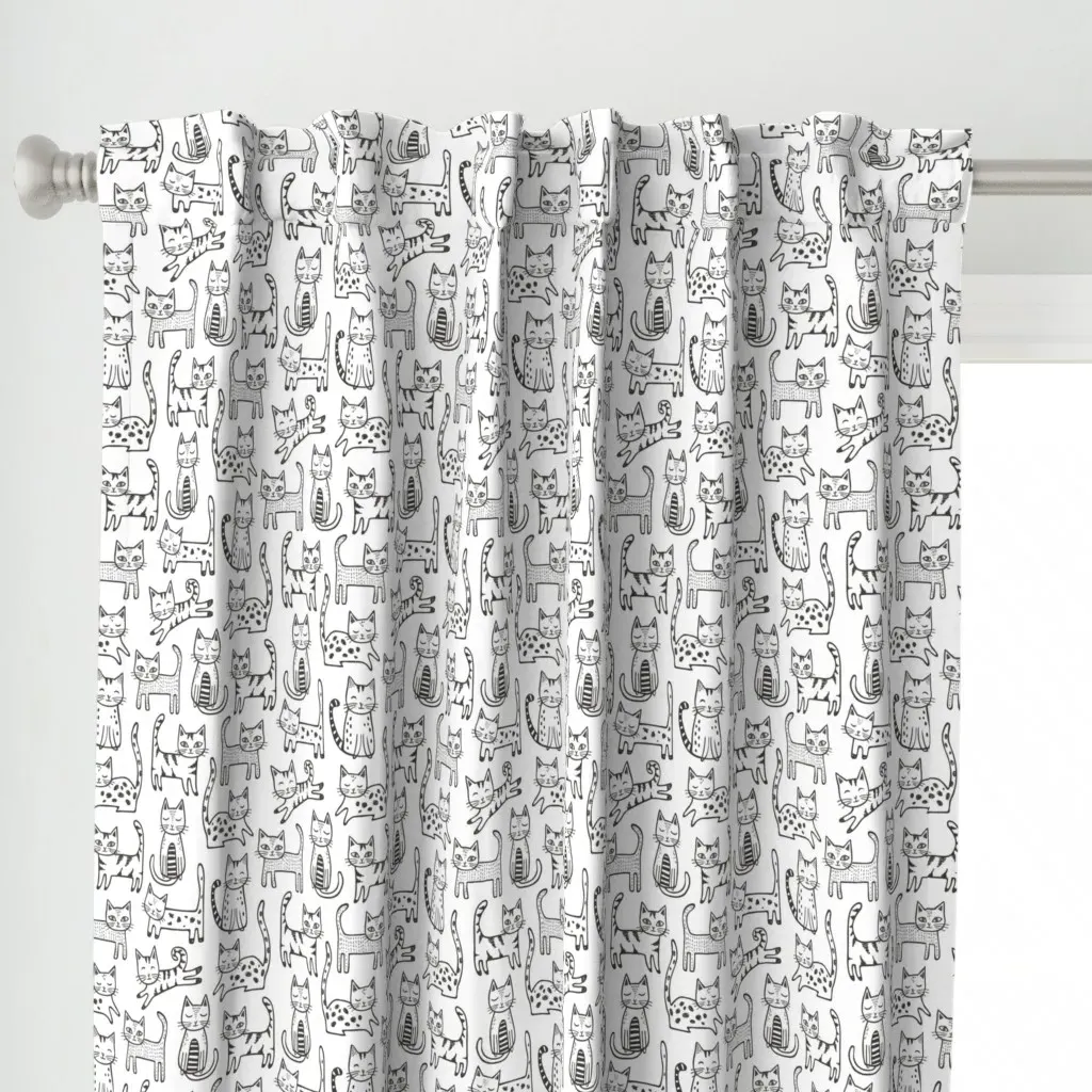 Cats With Stripes Curtain Panel - Black alternate view