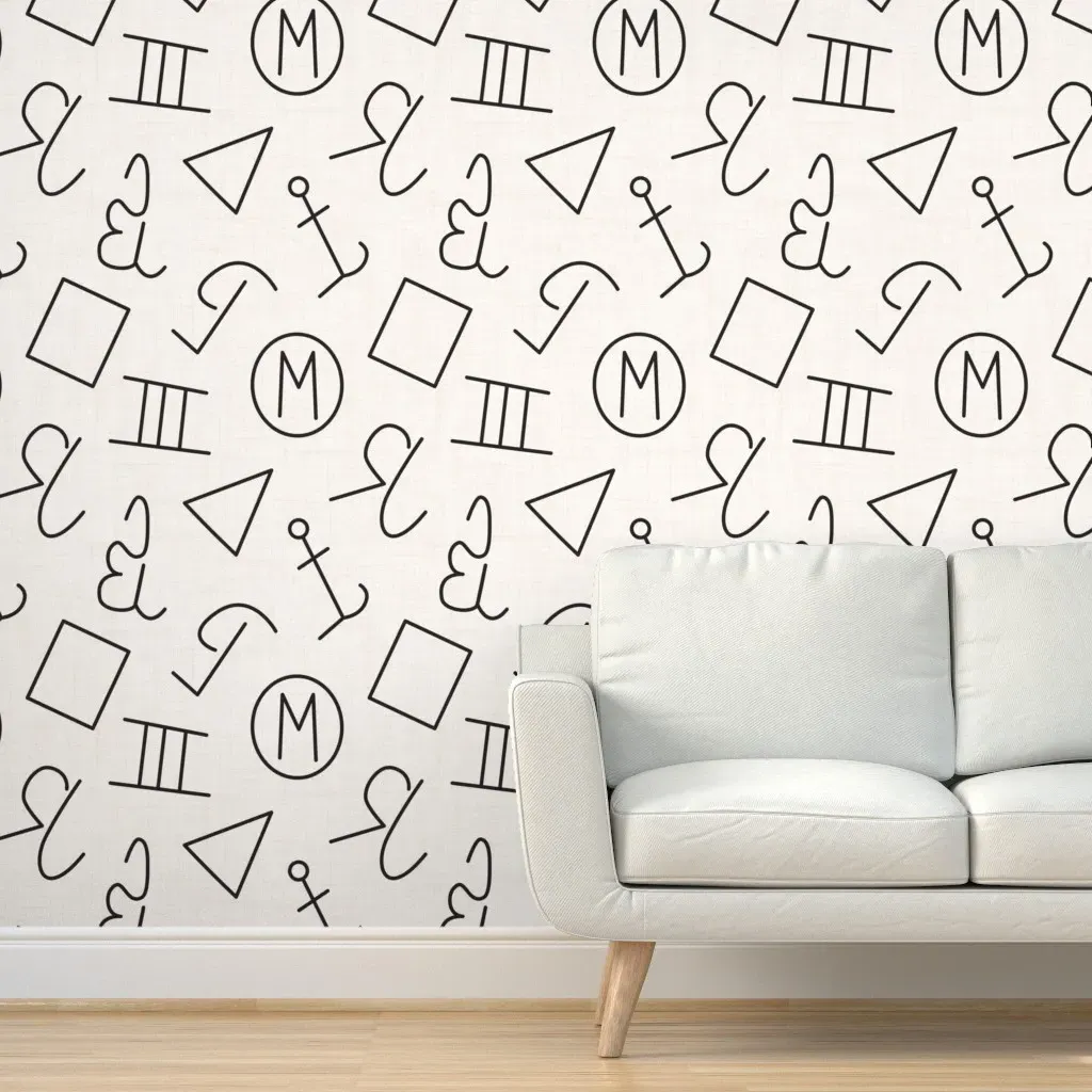 Cattle Brands Sand Wood Linen Peel and Stick Wallpaper - Black product