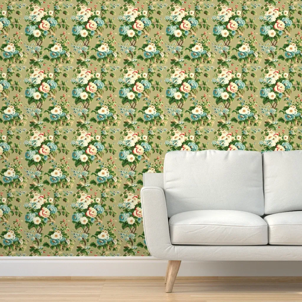 Caversham Hollyhock Peel and Stick Wallpaper - Khaki product