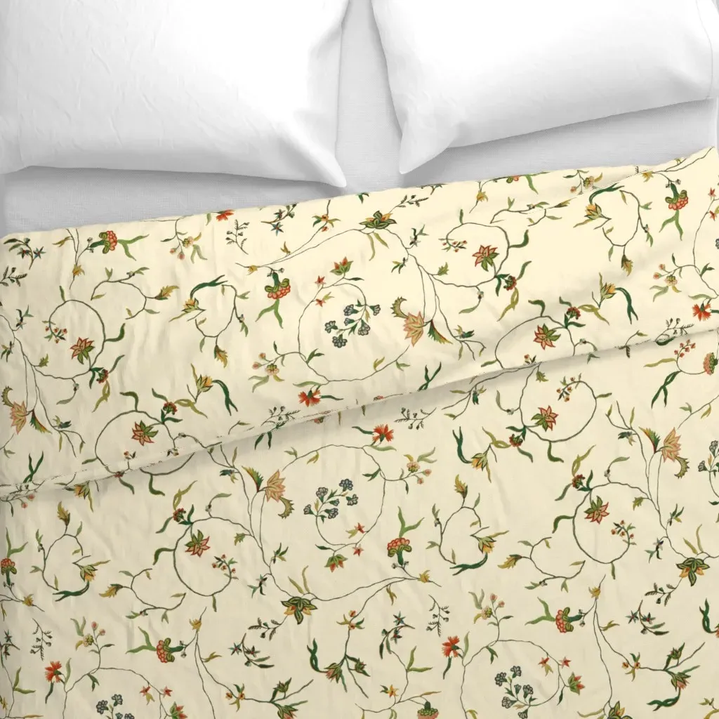 Cecile Embroidered Chintz Duvet Cover - Cream alternate view