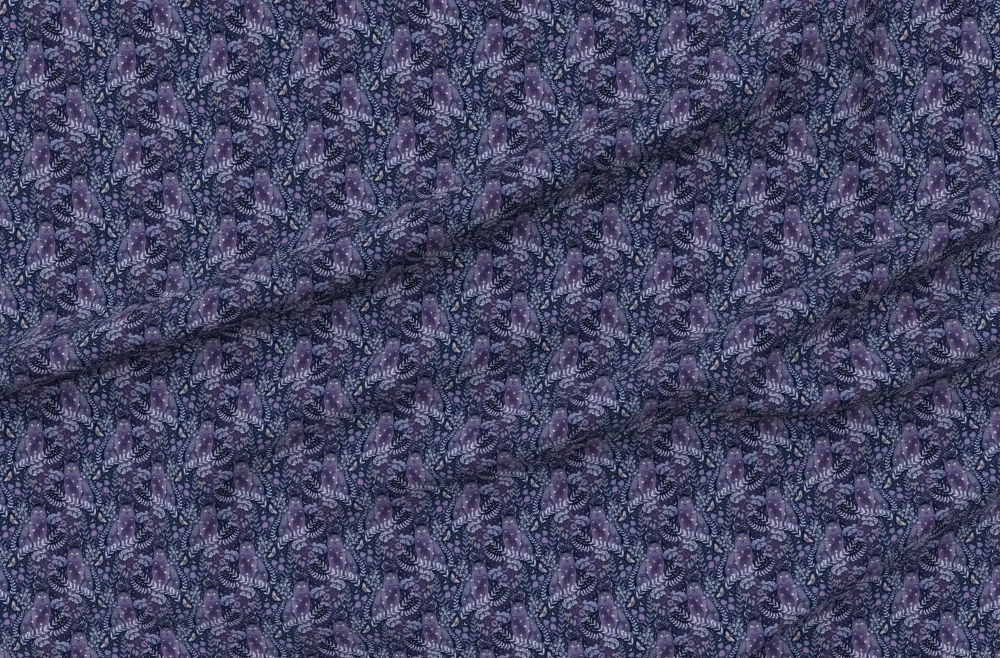 Celestial Cat Lunar Witch Garden Halloween Fabric - Dark Purple product