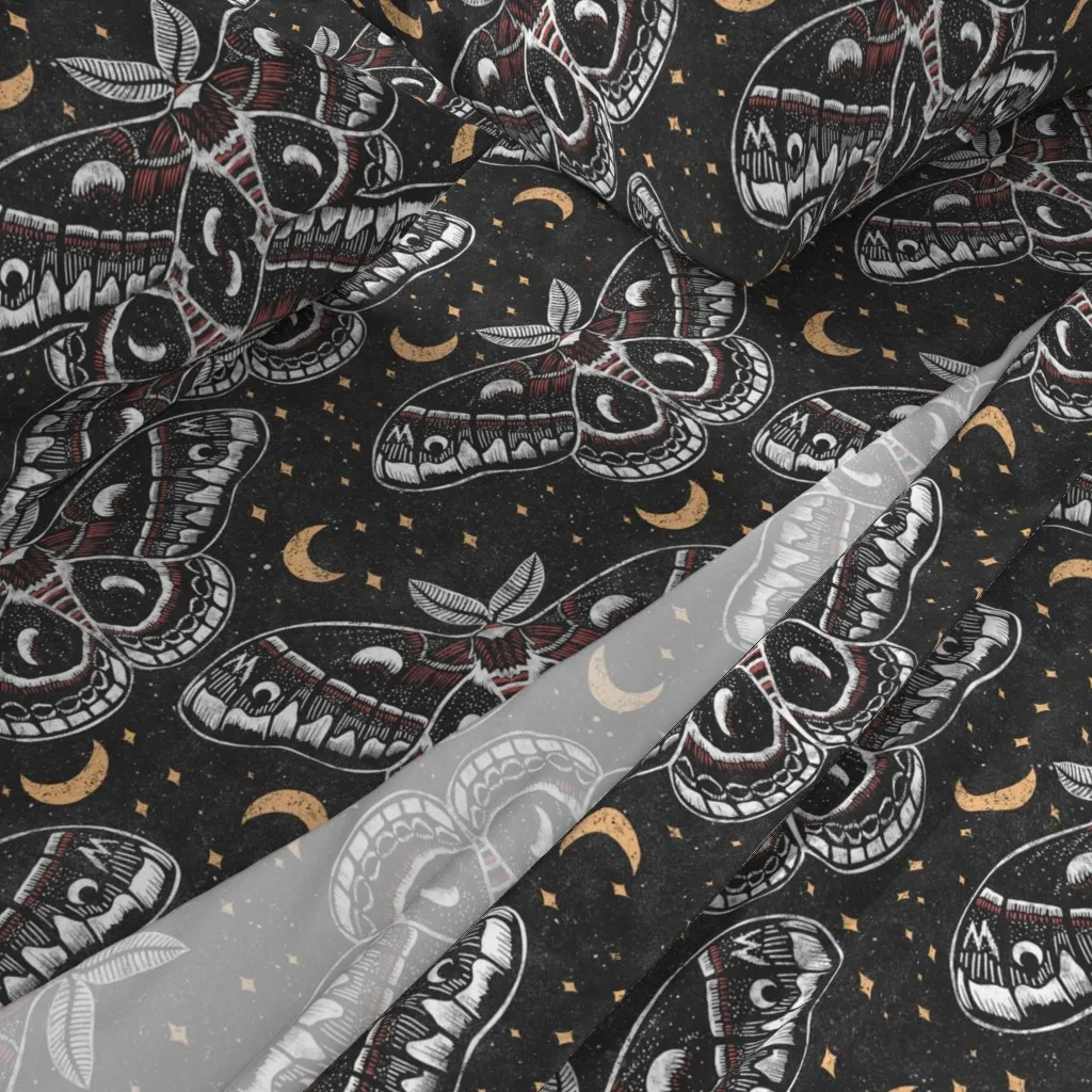 Celestial Cecropia Twin Sheet Set - Charcoal, Gold, Red, White alternate view