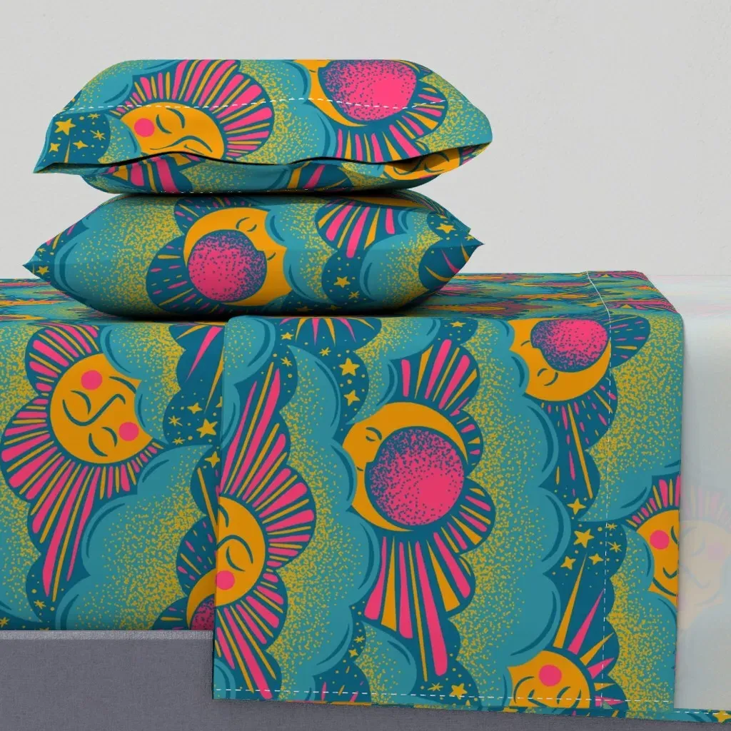 Celestial Clouds Extra Large Twin Sheet Set - Teal product