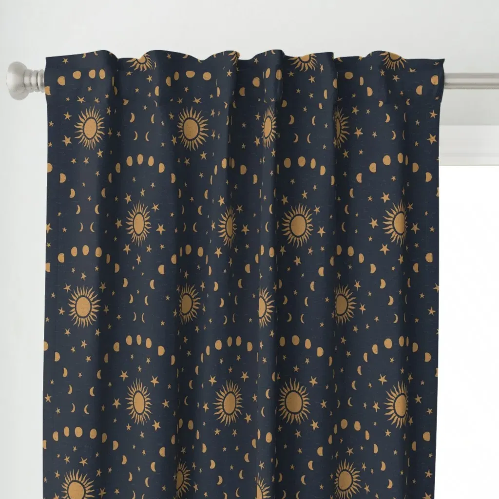 Celestial Crescent Moon Curtain Panel - Gold alternate view