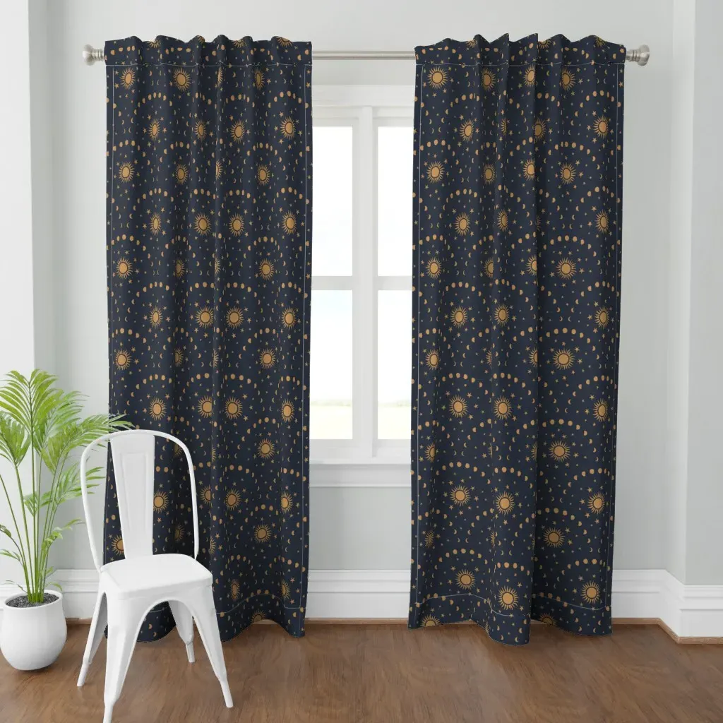 Celestial Crescent Moon Curtain Panel - Gold product