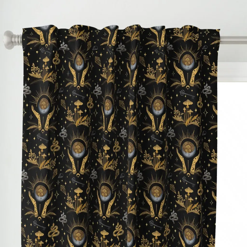 Celestial Eclectic Curtain Panel - Gold alternate view