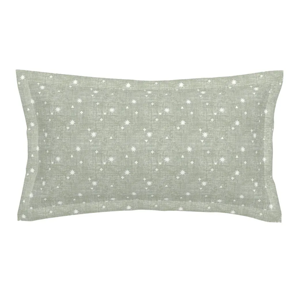 Celestial Galaxy Boho Starry Sky King Pillow Sham - Sage Green product