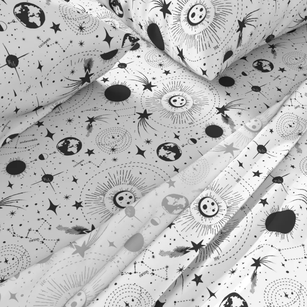 Celestial Galaxy Constellation Stars & Planets Twin XL Sheet Set - Black alternate view