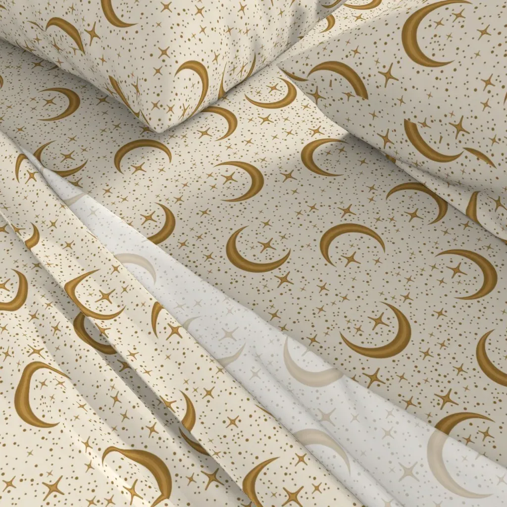 Celestial Moons And Stars Night Sky Full Sheet Set - Gold alternate view