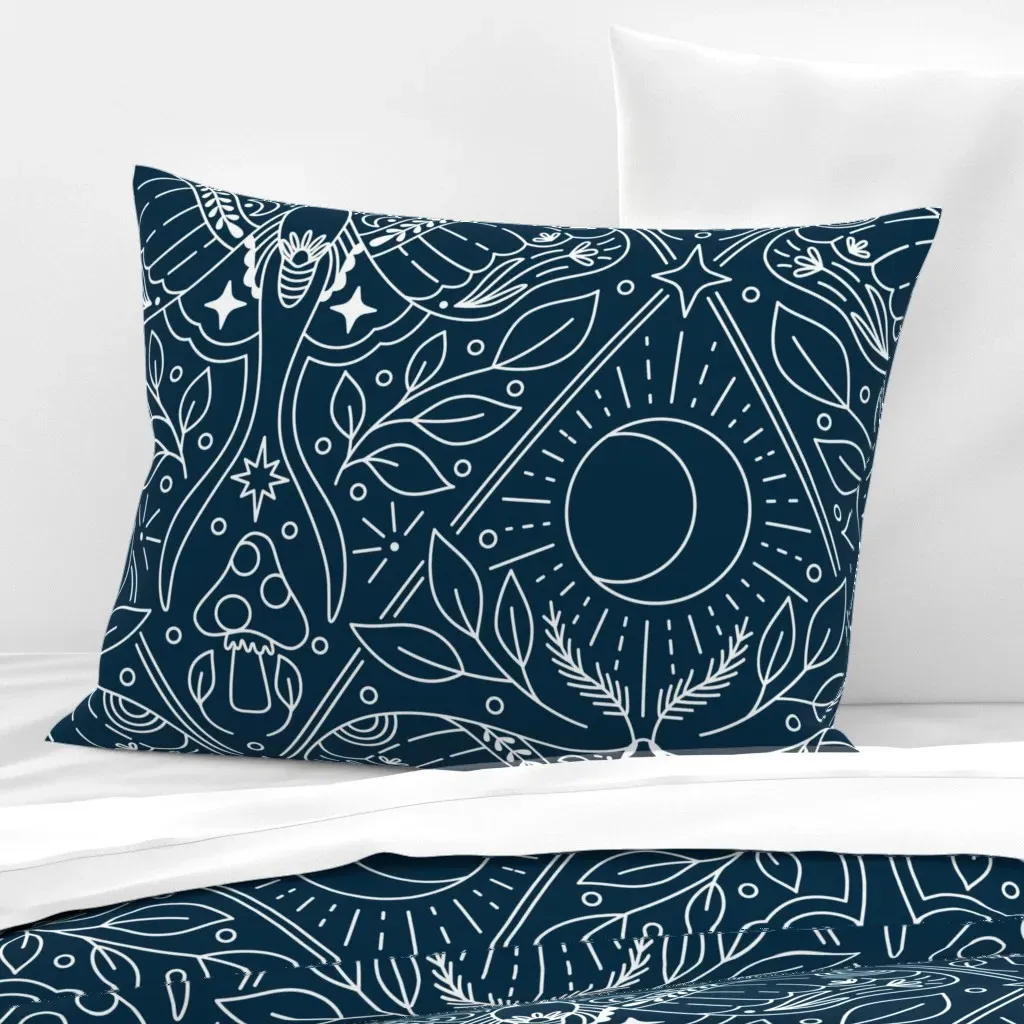 Celestial Moth Standard Knife Edge Cushion Cover - White, Cotton Sateen product