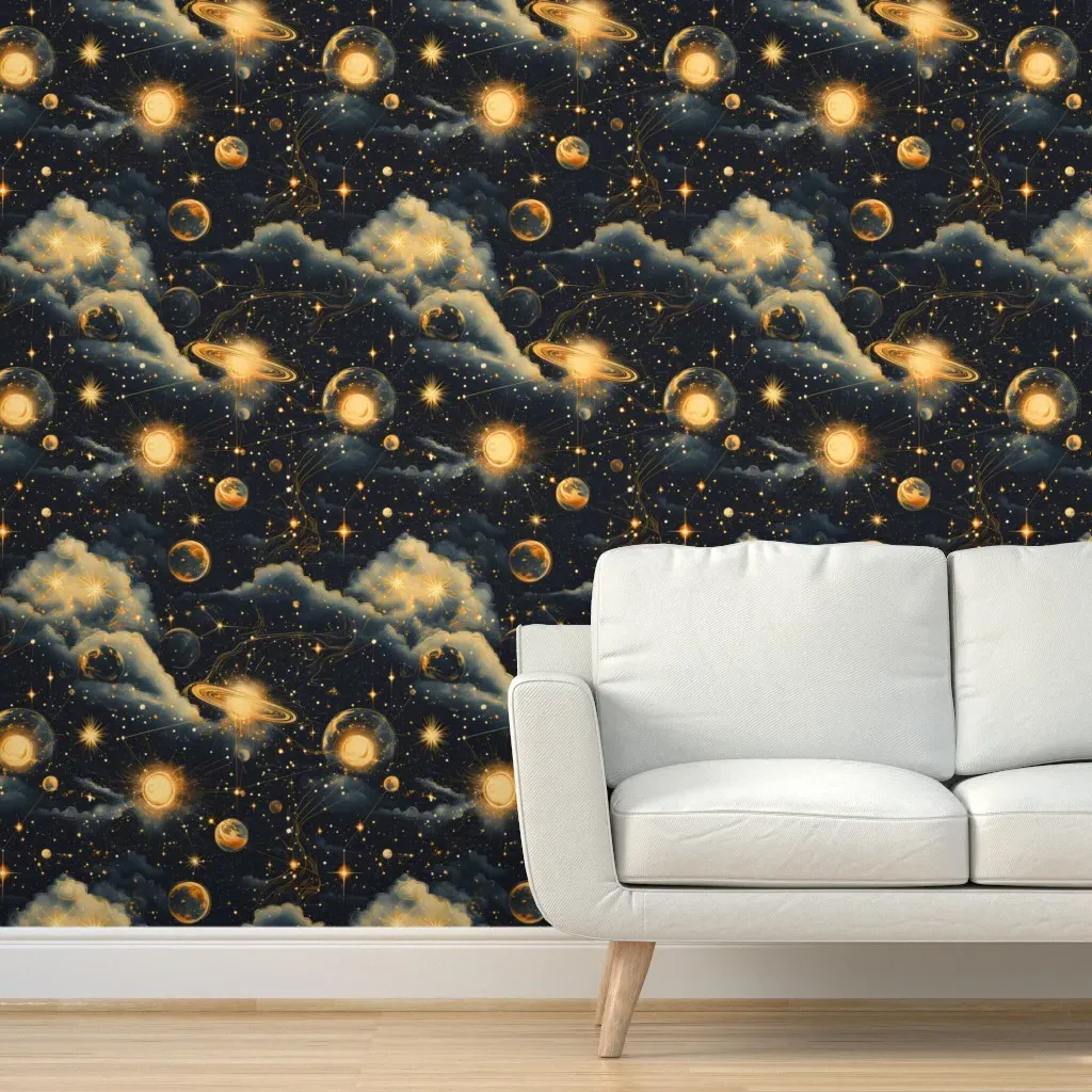 Celestial Reverie Peel and Stick Wallpaper - Gold product