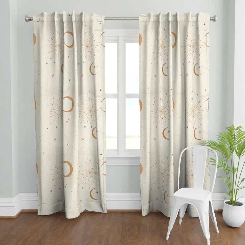 Celestial Space Boho Curtain Panel - Gold product
