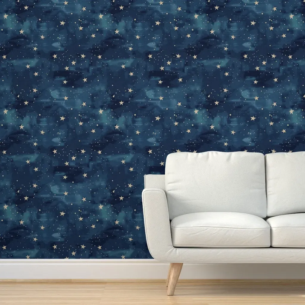 Celestial Stars Night Sky Peel and Stick Wallpaper - Dark Blue product