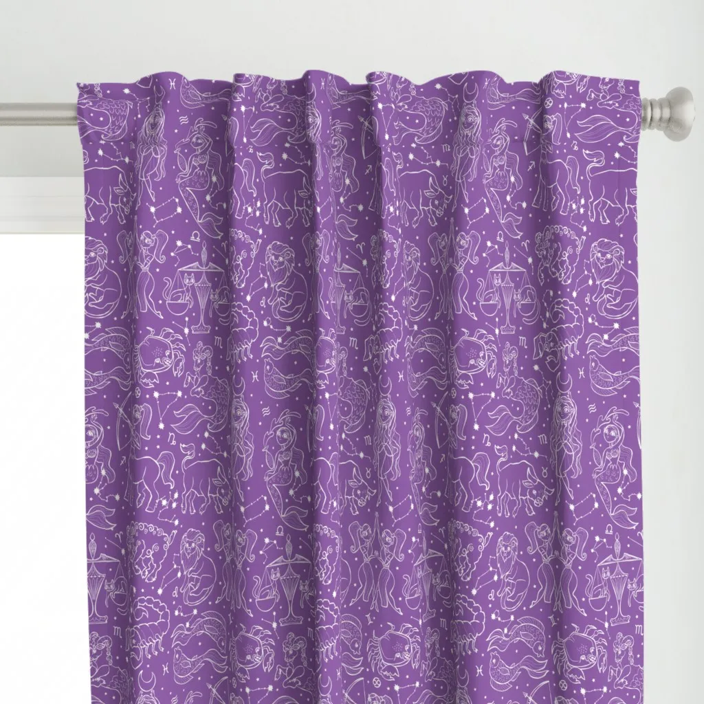 Celestial Zodiac Stellar Curtain Panel - White alternate view