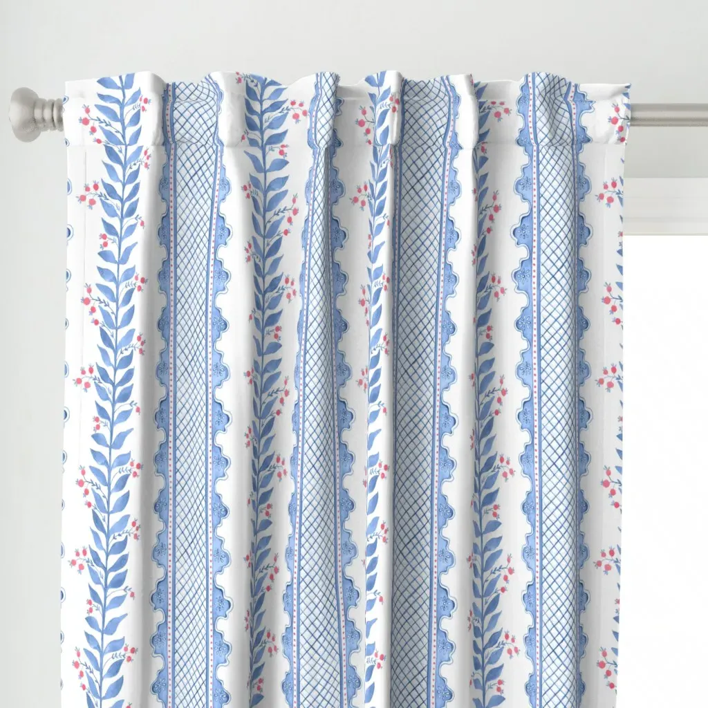Celia Americana Curtain Panel - Blue alternate view