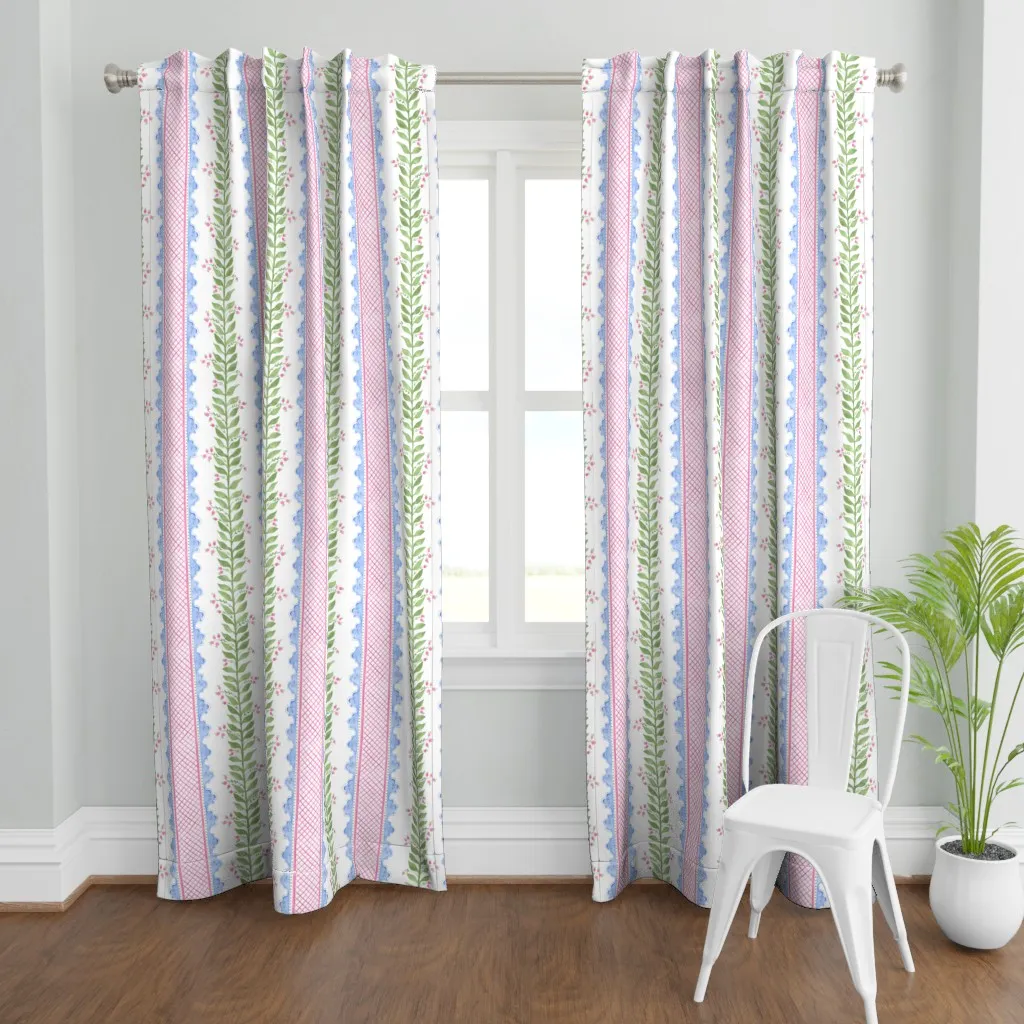 Celia Cornflower Blue Curtain Panel - Green product