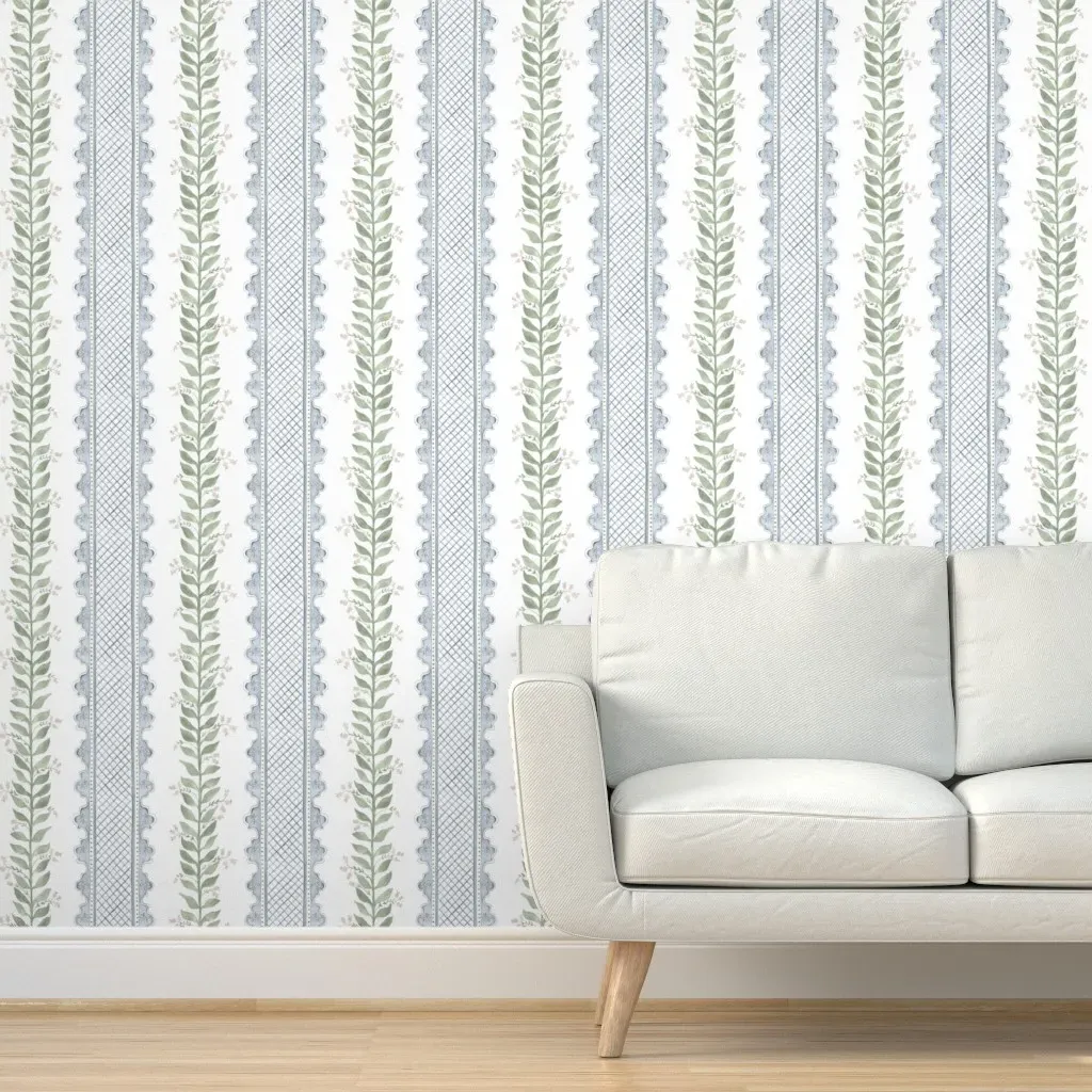Celia No Overlap Peel and Stick Wallpaper - Blue Green, Cream product