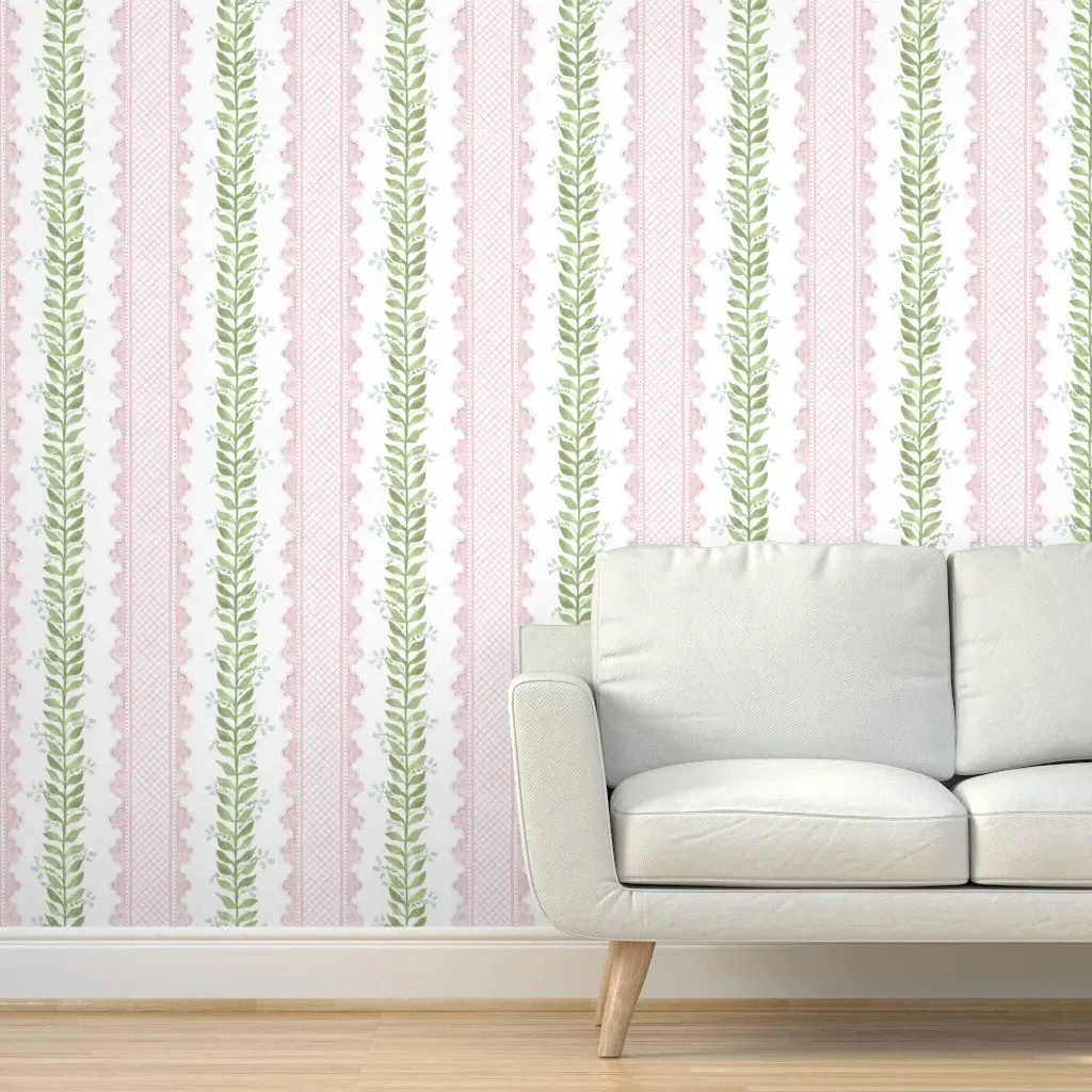 Celia Peel and Stick Wallpaper - Green, Pink and Soft Blue product