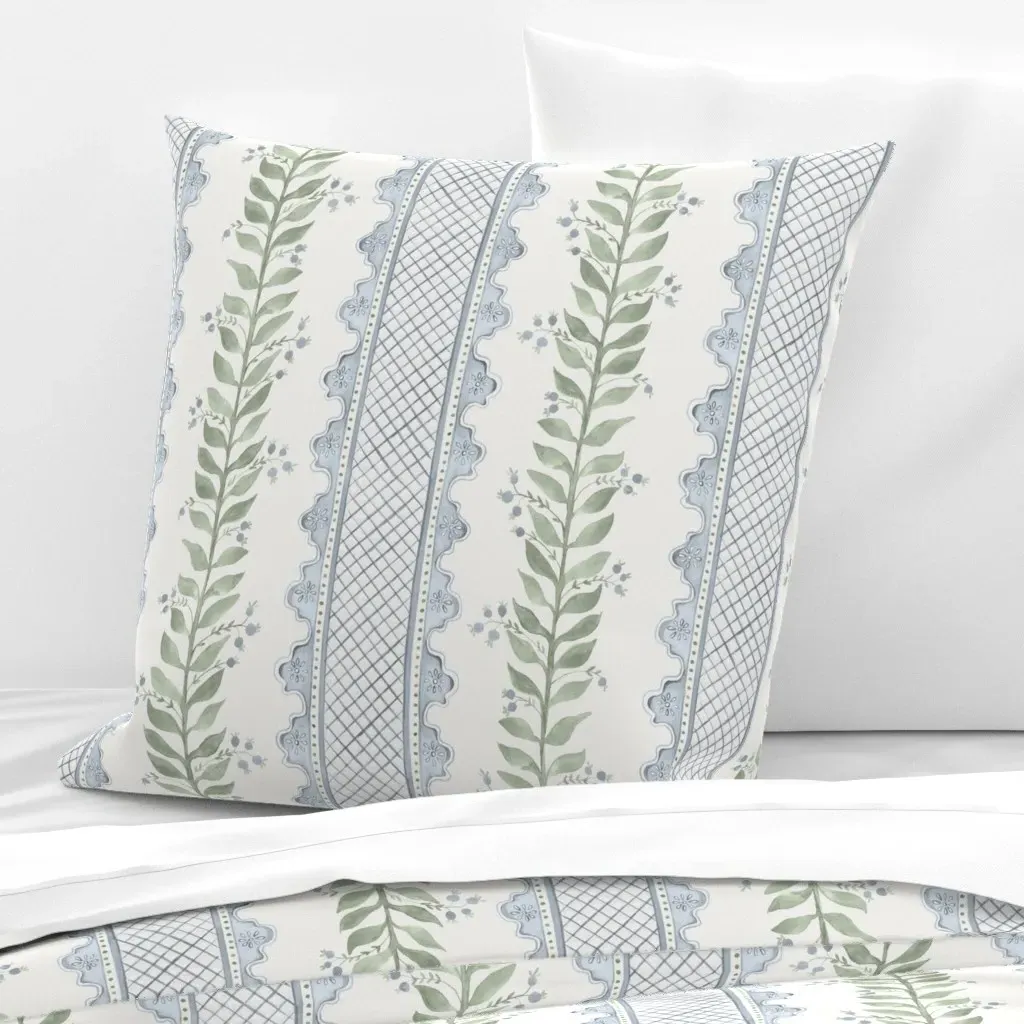 Celia Quiet Blue On Cream Euro Pillow Sham - Sage Green product