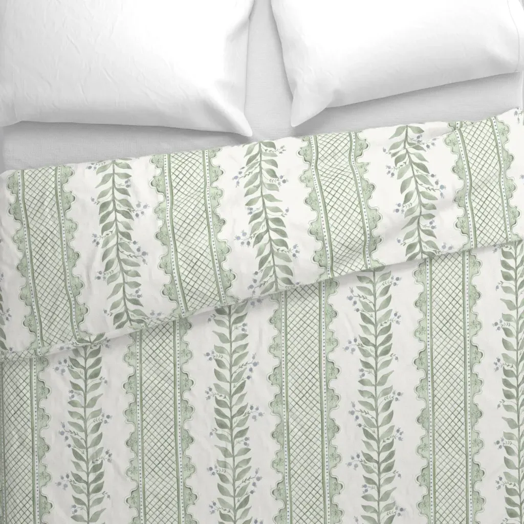 Celia Quiet Duvet Cover - Sage Green alternate view