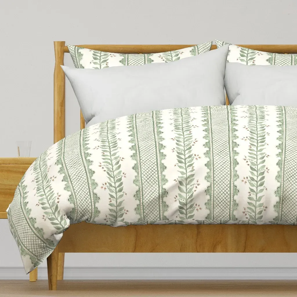 Celia Soft Greens Bark And Duvet Cover - Sage Green product