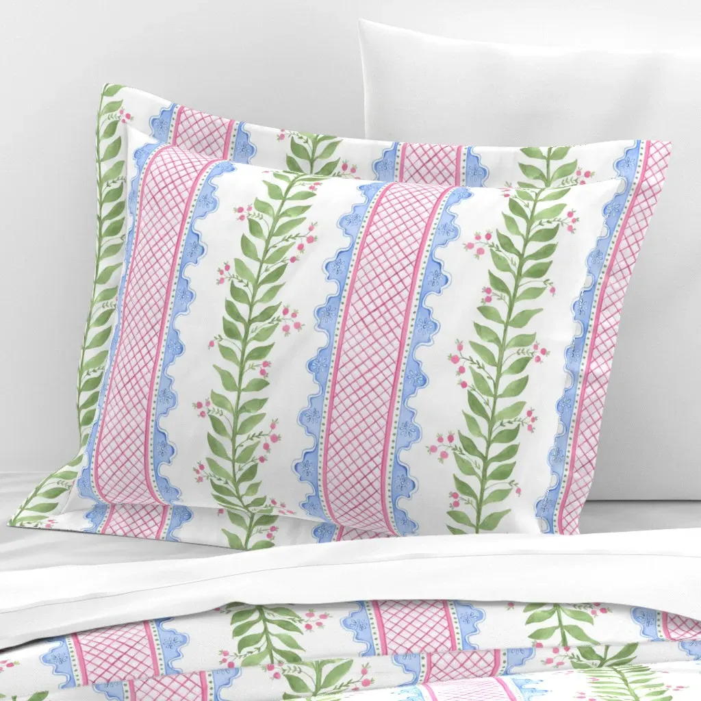 Celia Standard Flanged Pillow Sham - Green, Cotton Sateen product