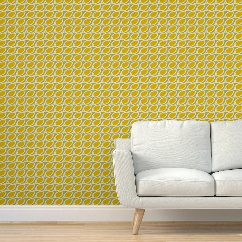 Century Linen Peel and Stick Wallpaper - Mustard Yellow product