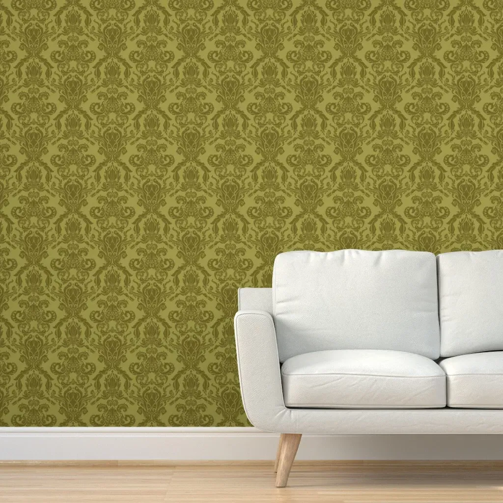 Cephalopod Damask Peel and Stick Wallpaper - Citrine product