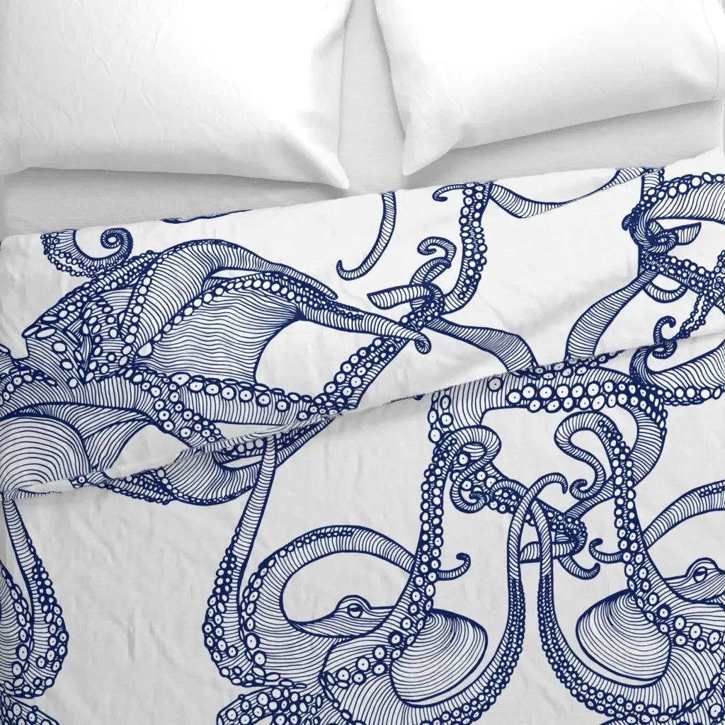 Cephalopod Giant Octopi Duvet Cover - Navy Blue alternate view