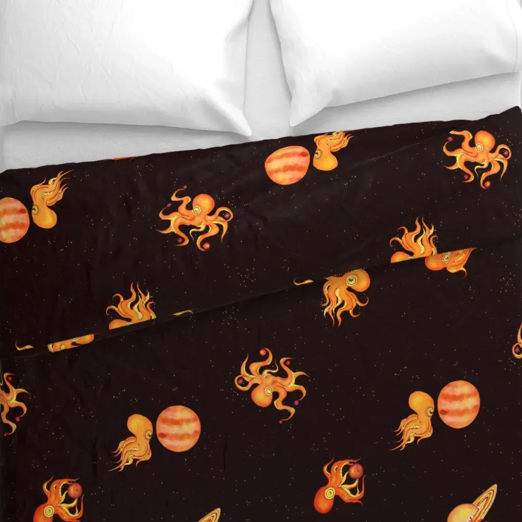 Cephalopossibilities Duvet Cover - Orange alternate view