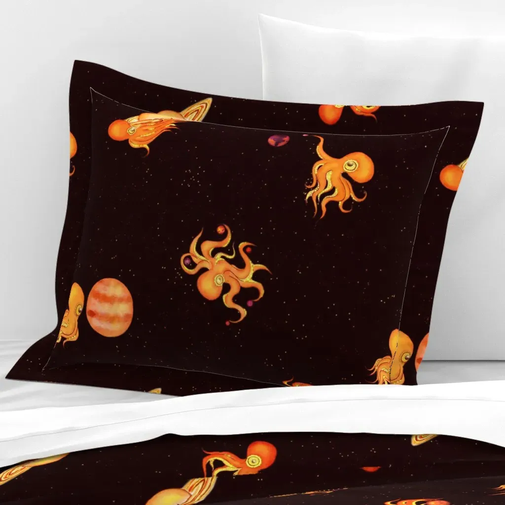 Cephalopossibilities Standard Flanged Pillowcase - Orange, Cotton Sateen product