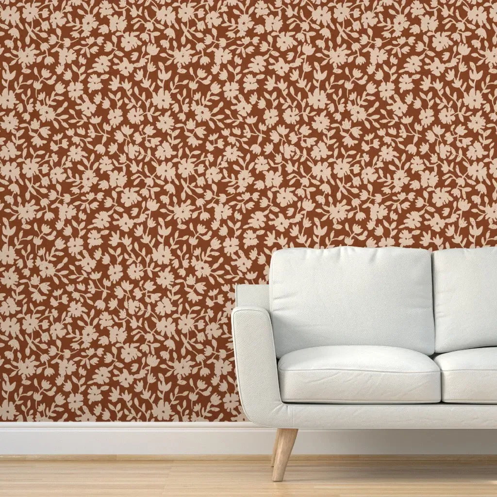 Cerie Bouquet Peel and Stick Wallpaper - Rust product