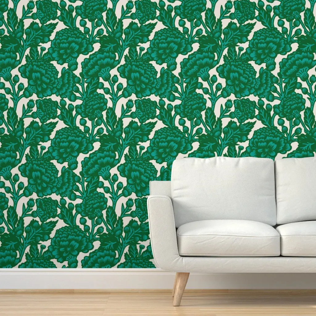 Cerie Garden Peel and Stick Wallpaper - Emerald Green product