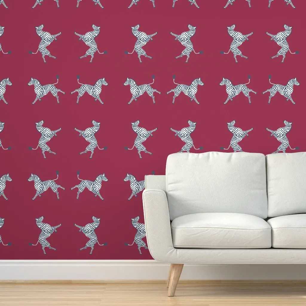 Cerise And Indigo Batik Peel and Stick Wallpaper - Crimson product