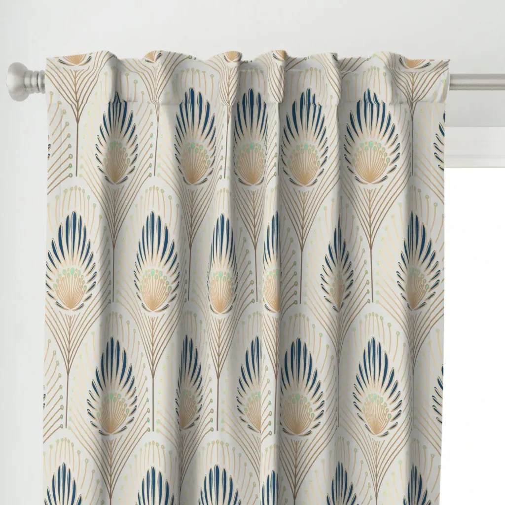 Cerise Gold Effect Curtain Panel - Navy Blue alternate view
