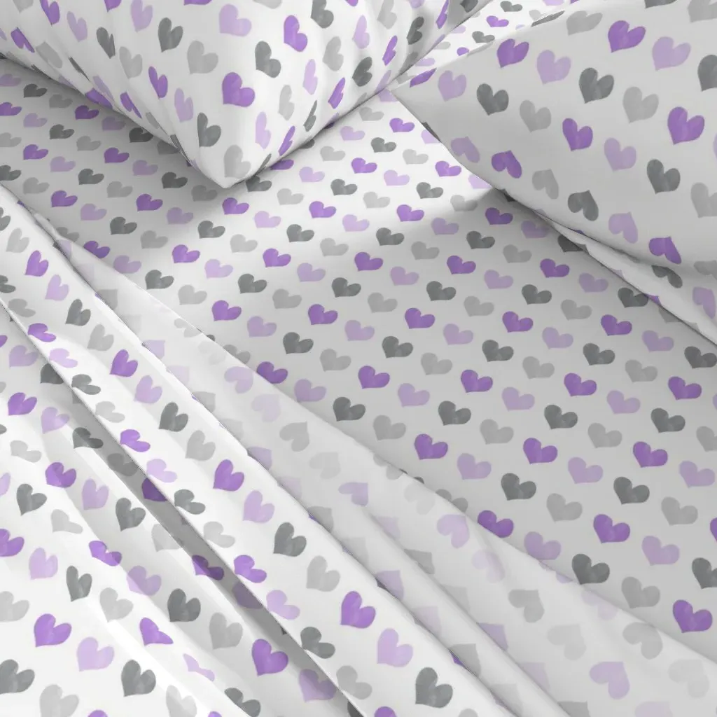 Chalk Multi Hearts King Sheet Set - Lavender alternate view