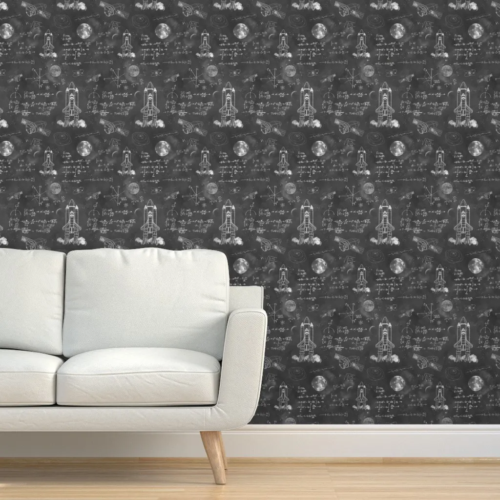 Chalkboard Formulas Space Travel Peel and Stick Wallpaper - White product