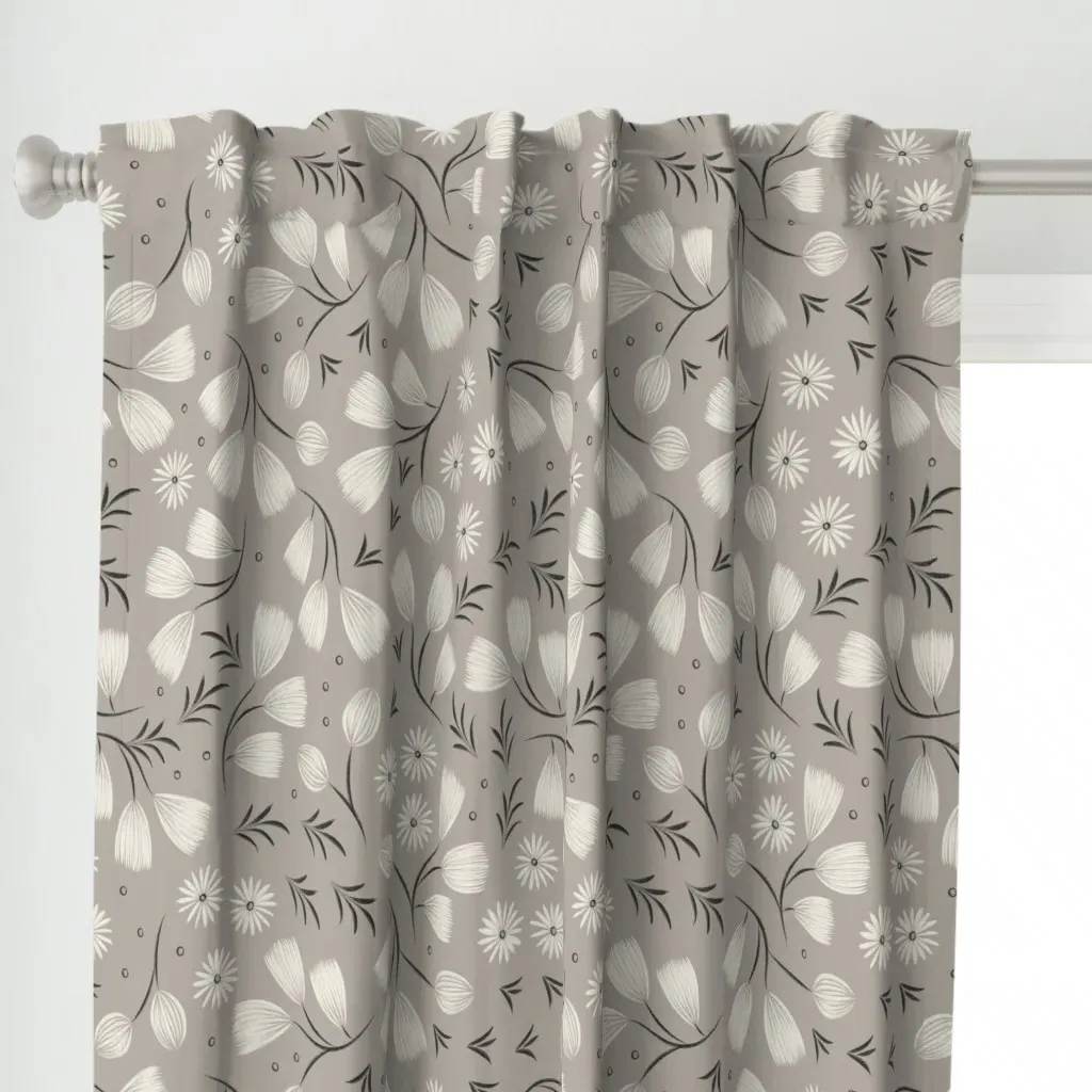 Chalky Floral Cloudy Curtain Panel - Off-White alternate view