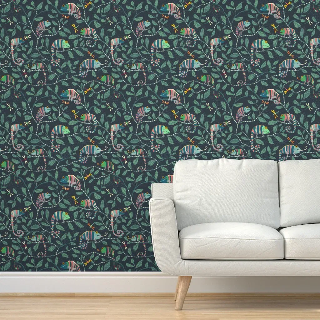 Chameleon Family Peel and Stick Wallpaper - Teal product