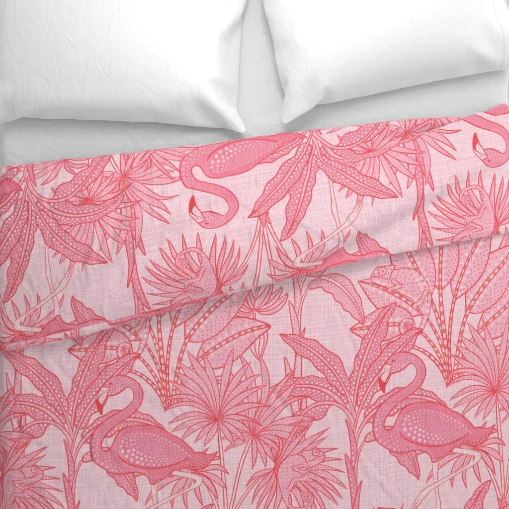 Chameleons & Flamingos Play Duvet Cover - Pink alternate view