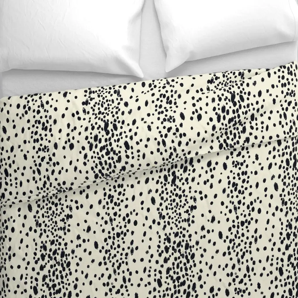 Charcoal Dots On Warm White Duvet Cover - Black alternate view