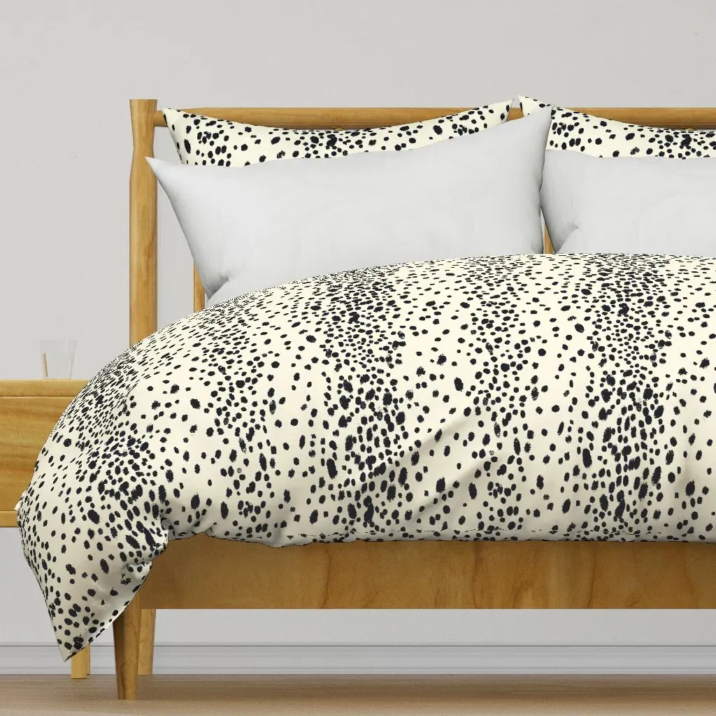 Charcoal Dots On Warm White Duvet Cover - Black product