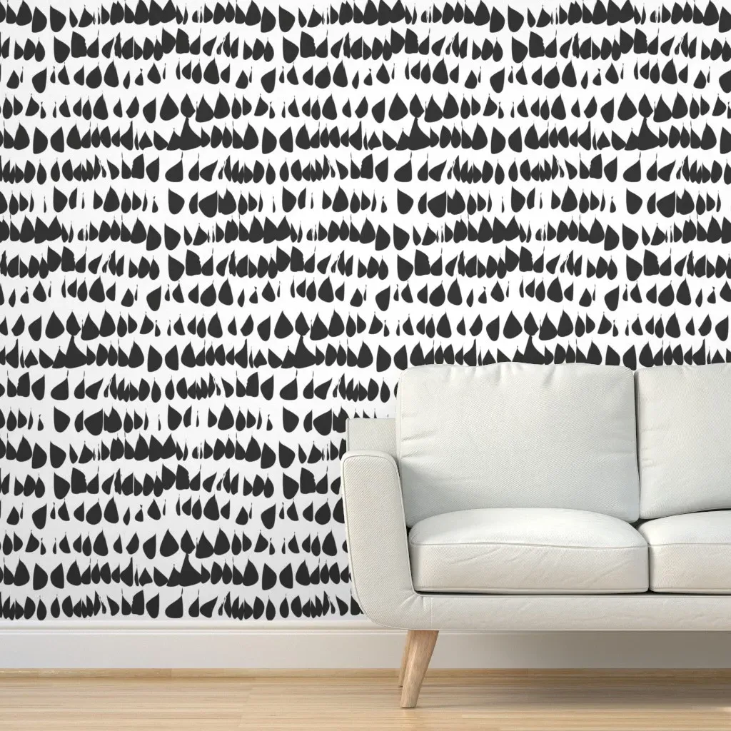 Charcoal Drops Peel and Stick Wallpaper Large - Black, White product
