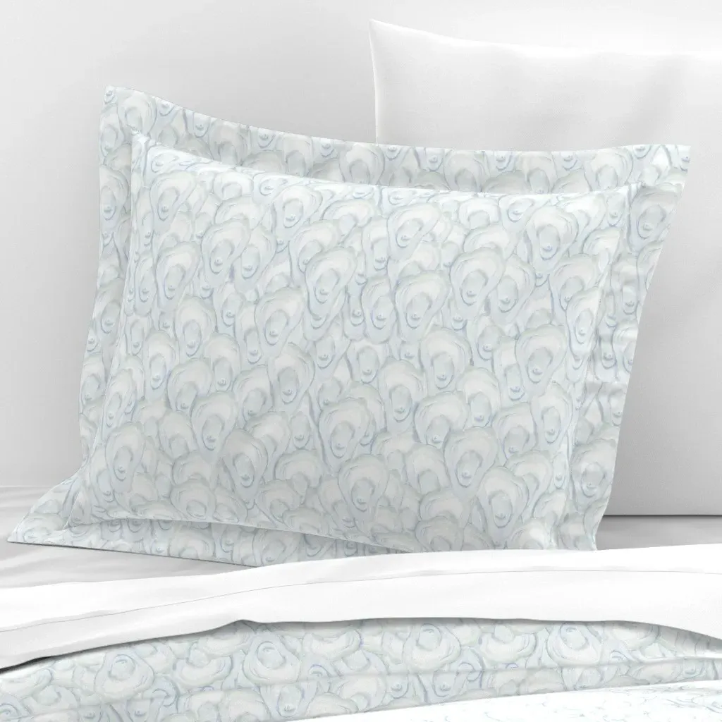 Charlene Oyster Shell Standard Flanged Pillowcase - White, Cotton Sateen product