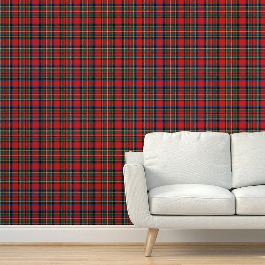 Charles Stuart Stewart Tartan Plaid Peel and Stick Wallpaper - Red product