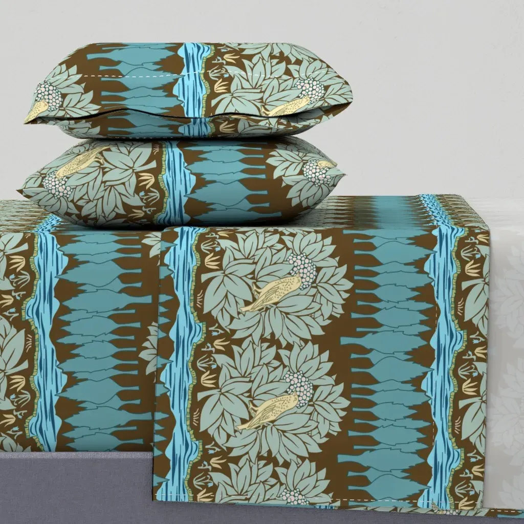Charles Vosey Bird In Bushes Queen Sheet Set - Pale Yellow product