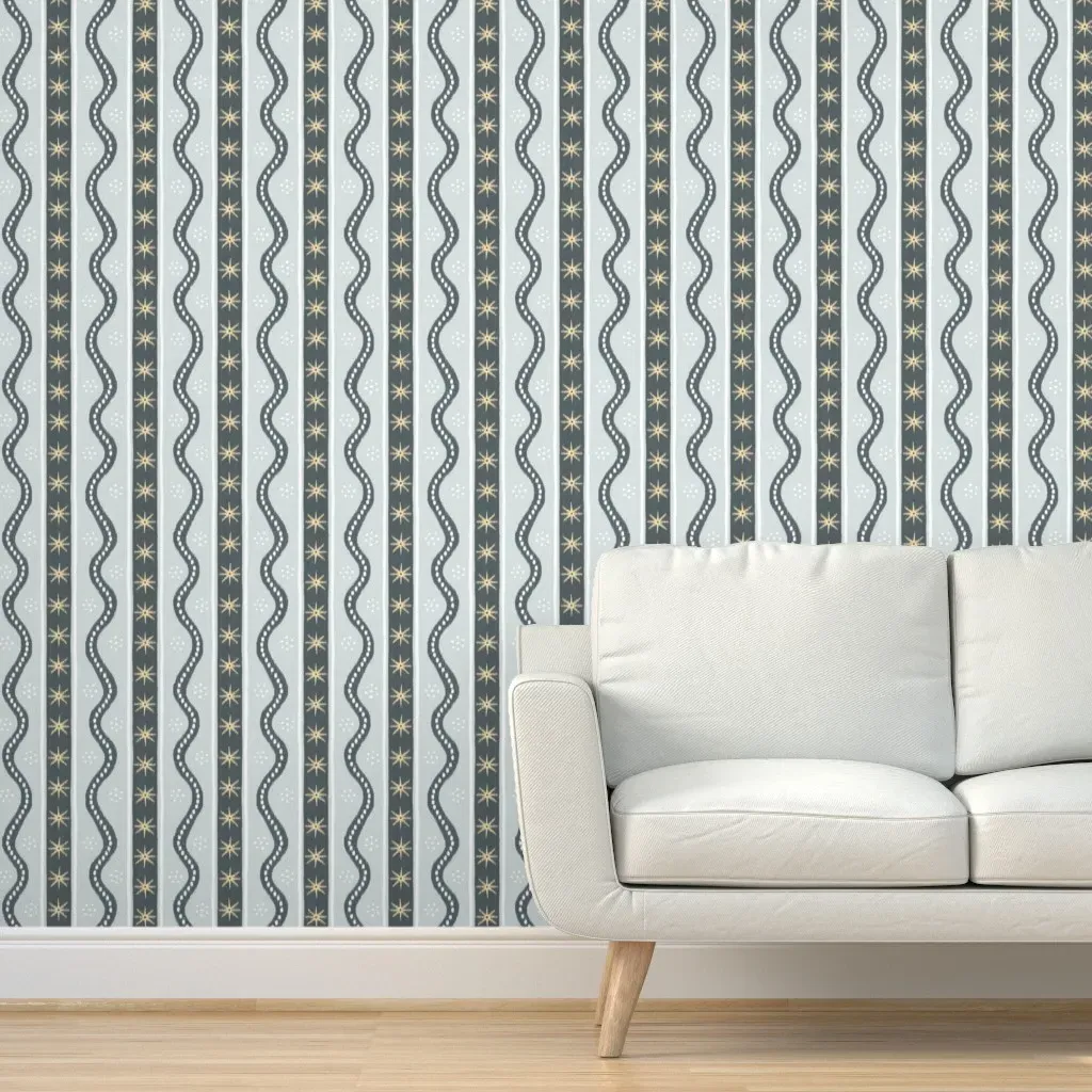 Charlie Robynne2 Peel and Stick Wallpaper - Gray-Blue product