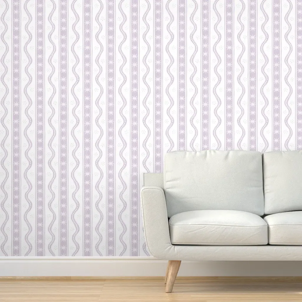 Charlie Stripe Peel and Stick Wallpaper - Lavender, White product