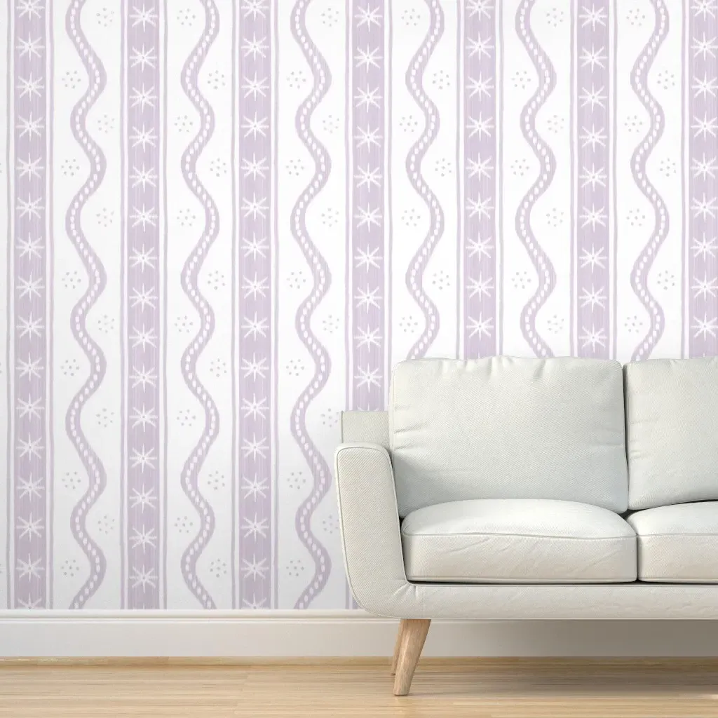 Charlie Stripe Peel and Stick Wallpaper - Lavender, White product