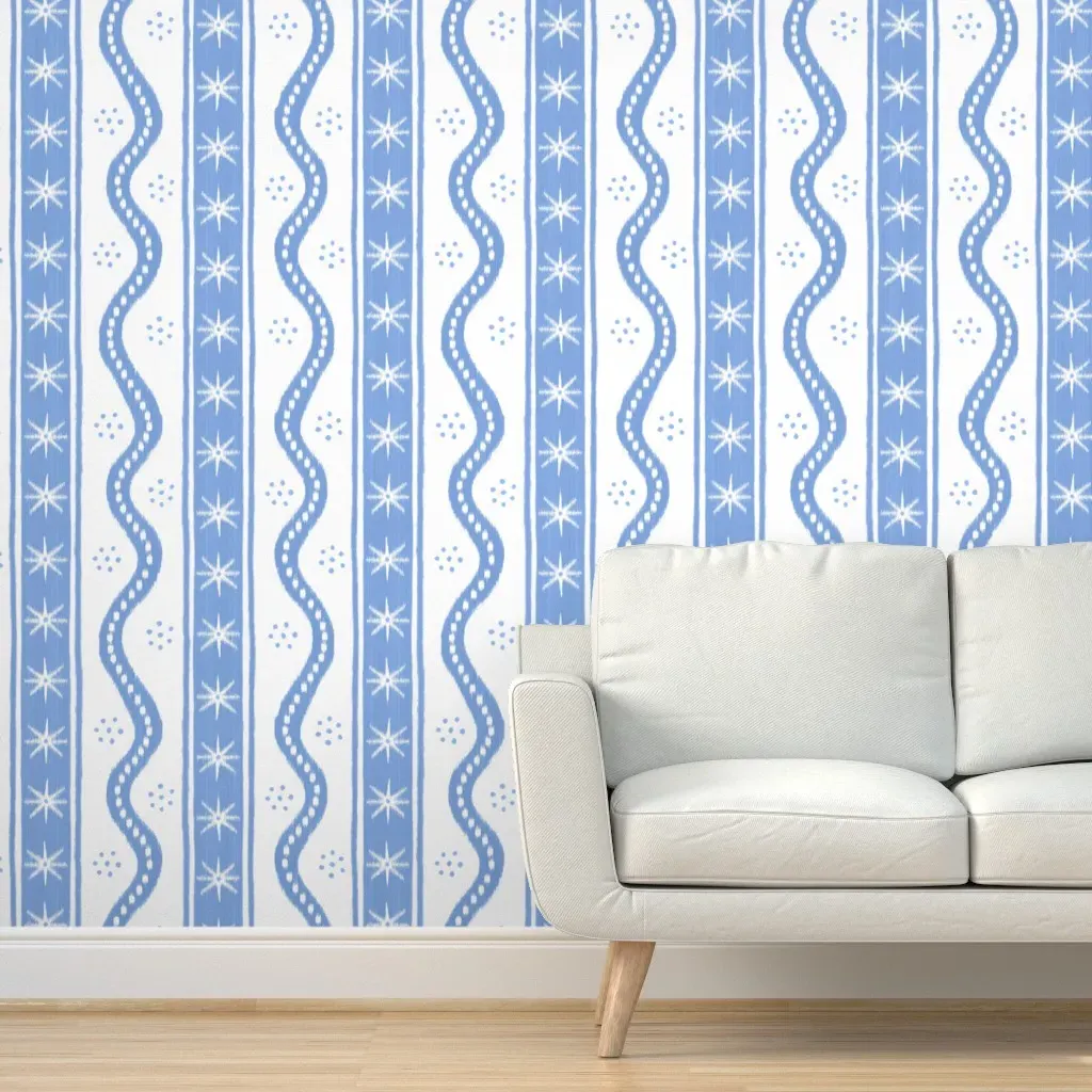 Charlie Stripe Peel and Stick Wallpaper - Light Blue, 2' x 12' product